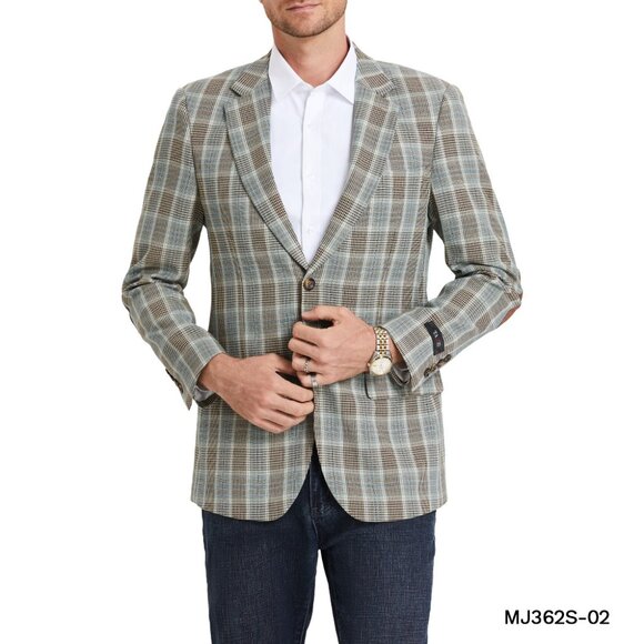 Camel Glen Check Notch Lapel Men's Jacket